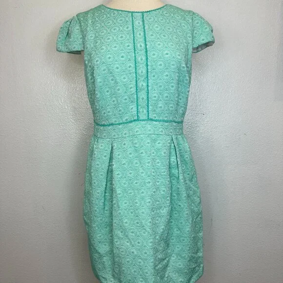 Boden | Dresses | Boden Green Textured Daisy Clara Cap Sleeve Dress Size Us  R | Poshmark